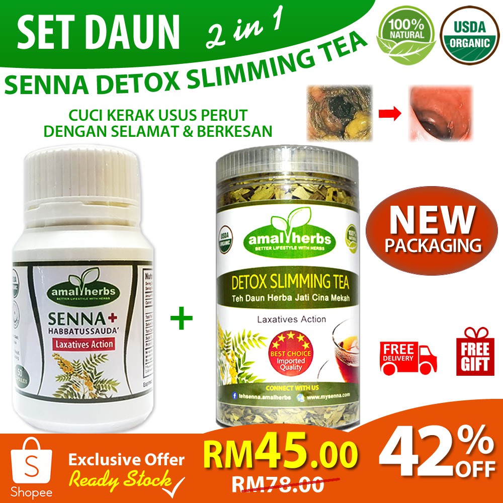 Shop Malaysia Set Of Jimat Tea Leaf Senna Capsules Slimming Tea Detox Tea Shopee Singapore