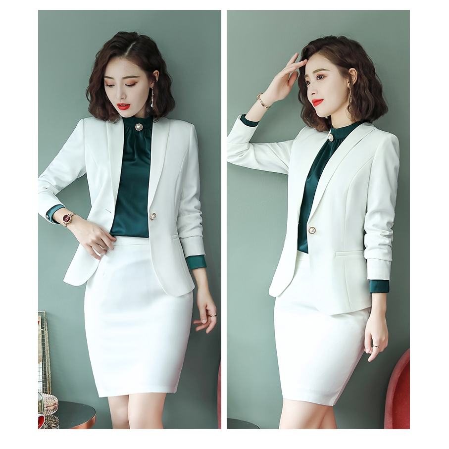 Suit Or Piece Women S Business Suit Korean Style Slim Blazer And Hip Skirt Or Pullover Shirt 2 Piece Set Shopee Singapore