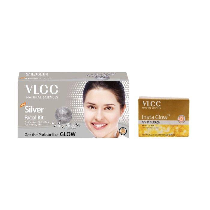Vlcc Silver Facial Kit Insta Glow Bleach Combo 90 G Dey