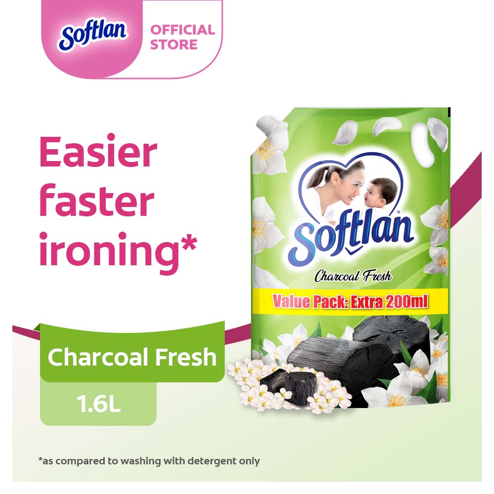 Softlan Anti Wrinkles Charcoal Cupboard Fresh (Green) Fabric Softener 1.6L Refill Shopee Singapore