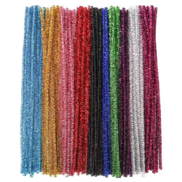 Glitter Pipe Cleaner Chenille Stems Pack of 100 Pcs Assorted Colour