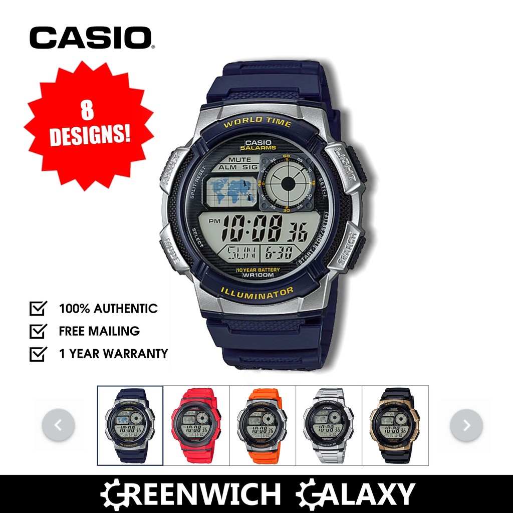 casio men's world time digital watch