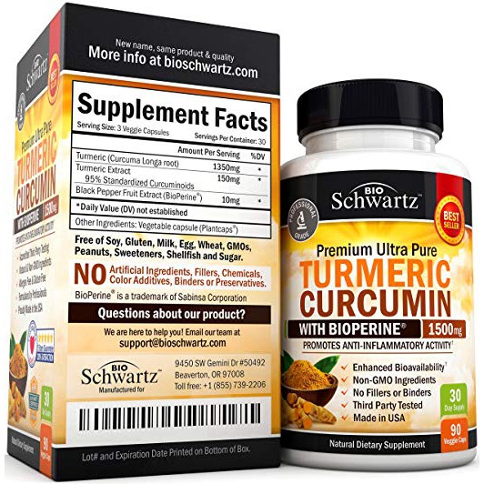 Bioschwartz Turmeric Curcumin With Bioperine 1500mg Highest Potency Premium Pain Relief Joint Support Vegan Pills Shopee Singapore