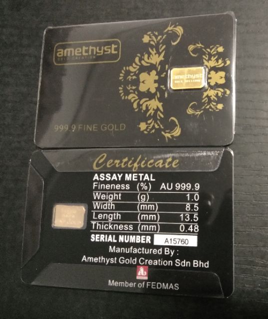 Amethyst Maa Gold Coin Gold Bar 999 9 Shopee Singapore