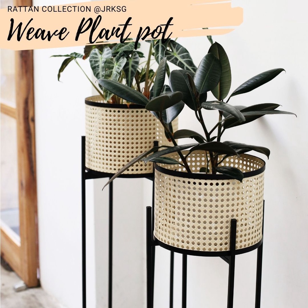 🇸🇬Rattan planter flower pot stand for balcony, corridor, living