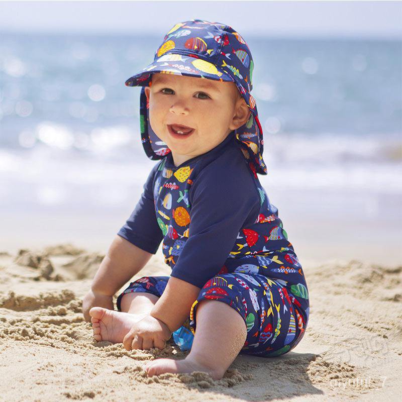 S4vn Children S Swimsuit Kid S Swimwear Boys British Warm Children S Sun Protection Swimsuit Girls Baby One Piece Bab Shopee Singapore