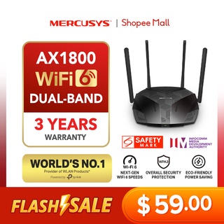 Mercusys MR70X AX1800 Dual Band WiFi 6 Gigabit Wireless Router With VPN&Access Point(AX WiFi6 Router Powered by TP-Link)