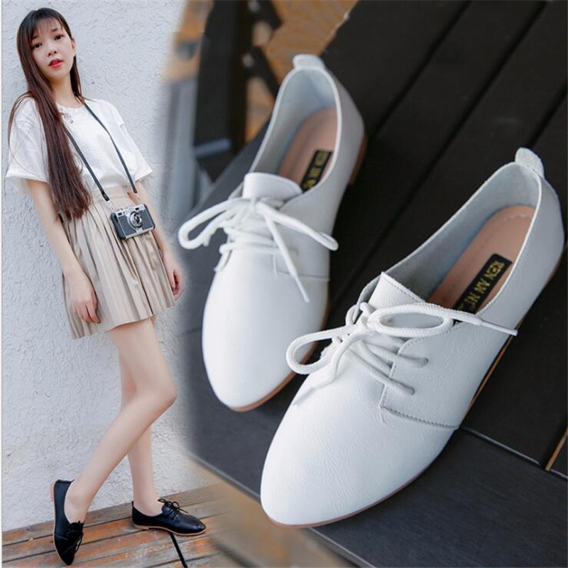 Women Fashion Flat White Shoes Student Shoes Casual Wild White Sneakers Shoes Shopee Singapore