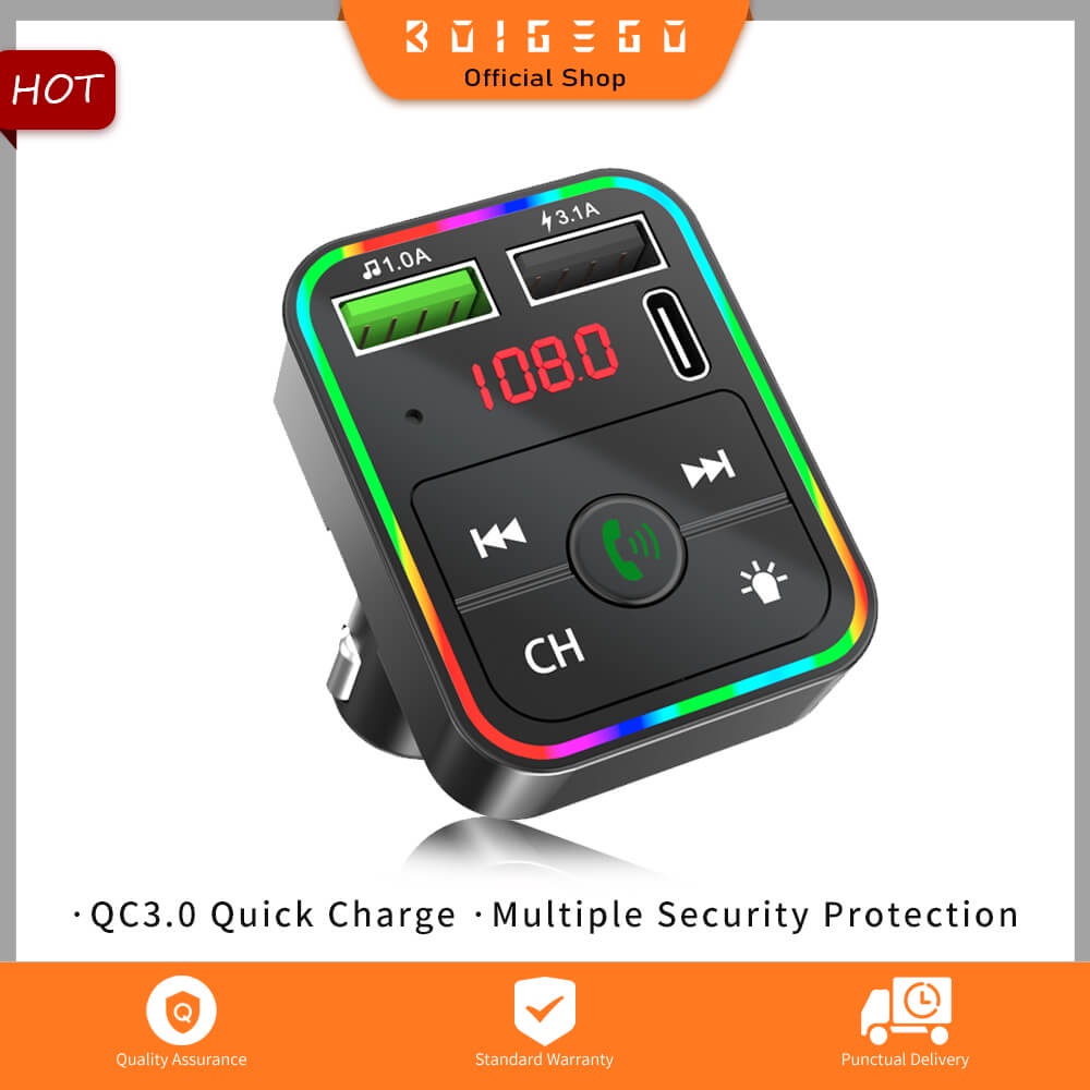 Car Charger Fast Charge Bluetooth FM Transmitter for Car QC3.0 & 7