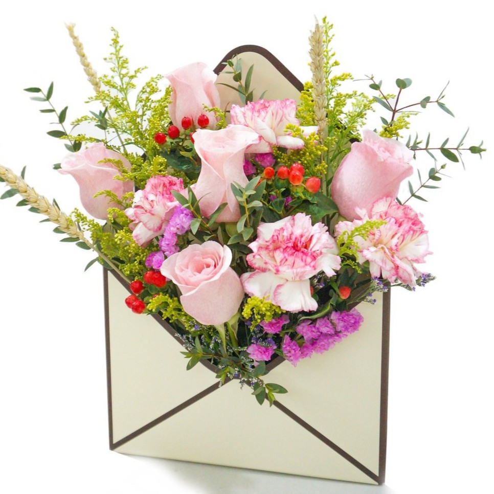 Pink Rose Envelope Flower Box Shopee Singapore