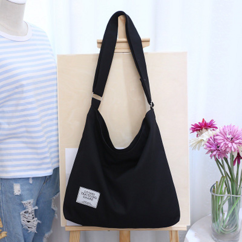 Image of Canvas bag Korean version simple women's shoulder bag retro casual women's bag messenger bag large capacity canvas bag supply #8