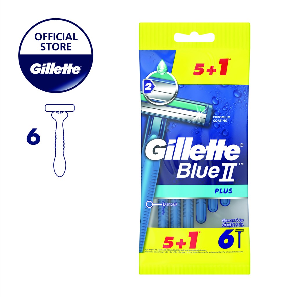 Gillette Blue 2 Plus Disposable Razor Blades 5+1 Free Handle | Shopee ...