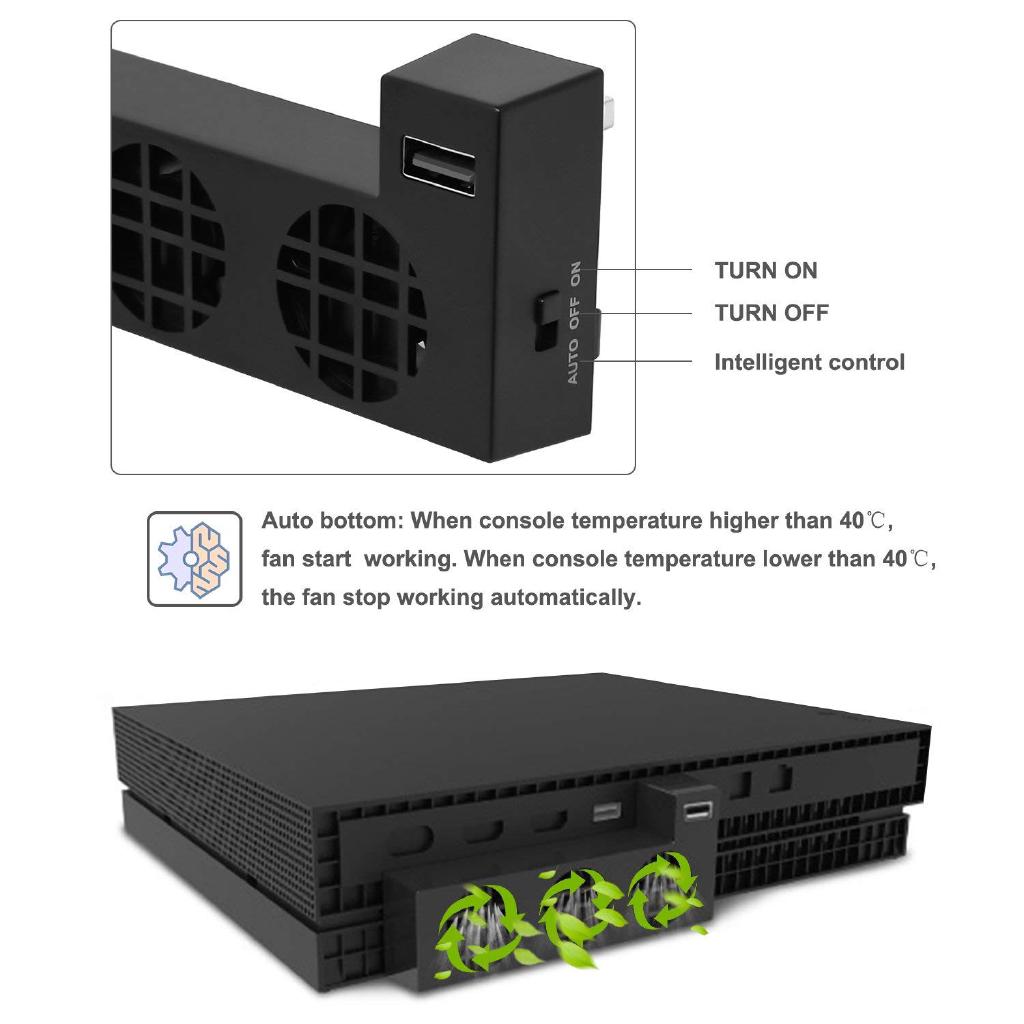 USB Cooling fan for Xbox One X Console, with 3 Cooling Fans and 2.0 USB