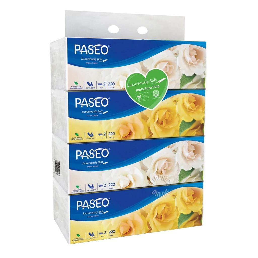 Paseo Soft Tissue Pack (220 Sheets x 4 pkt) Shopee Singapore