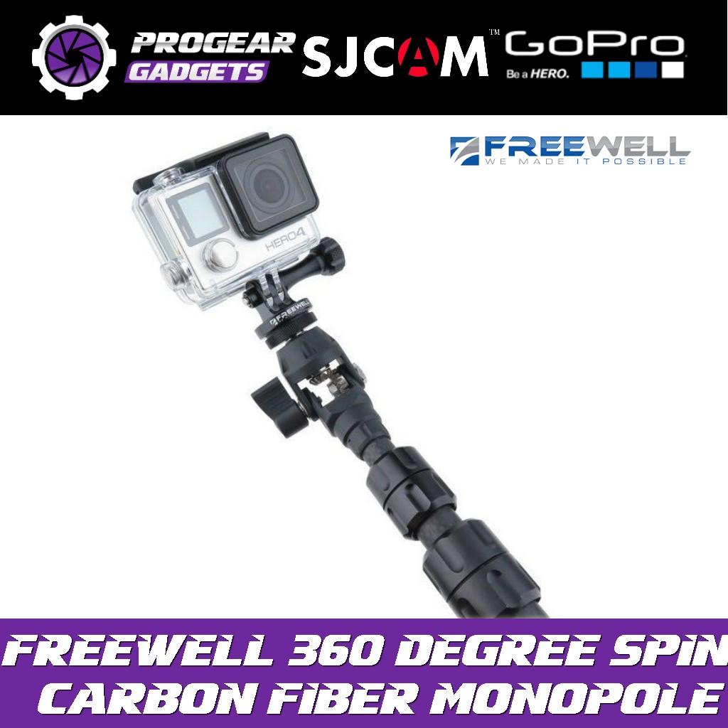 FREEWELL 360 Degree Spinning Carbon Fiber Monopole For all Action