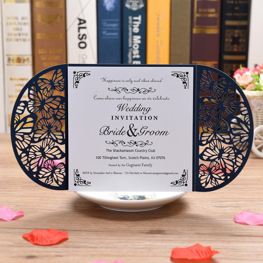 10pcs Elegant Laser Cut Hollow Wedding Invitation Cards W