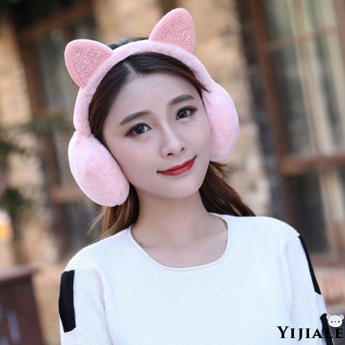 MIUNIKO Girls Holiday Winter Outdoor Sports Cute Cartoon Cat Ear Warmers Headband Earmuffs 