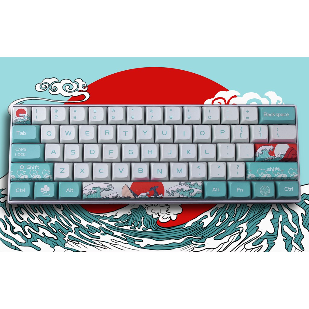 Coral Sea Keycaps, 61 Keycaps XDA PBT Keycaps GK61 Cherry MX Switch