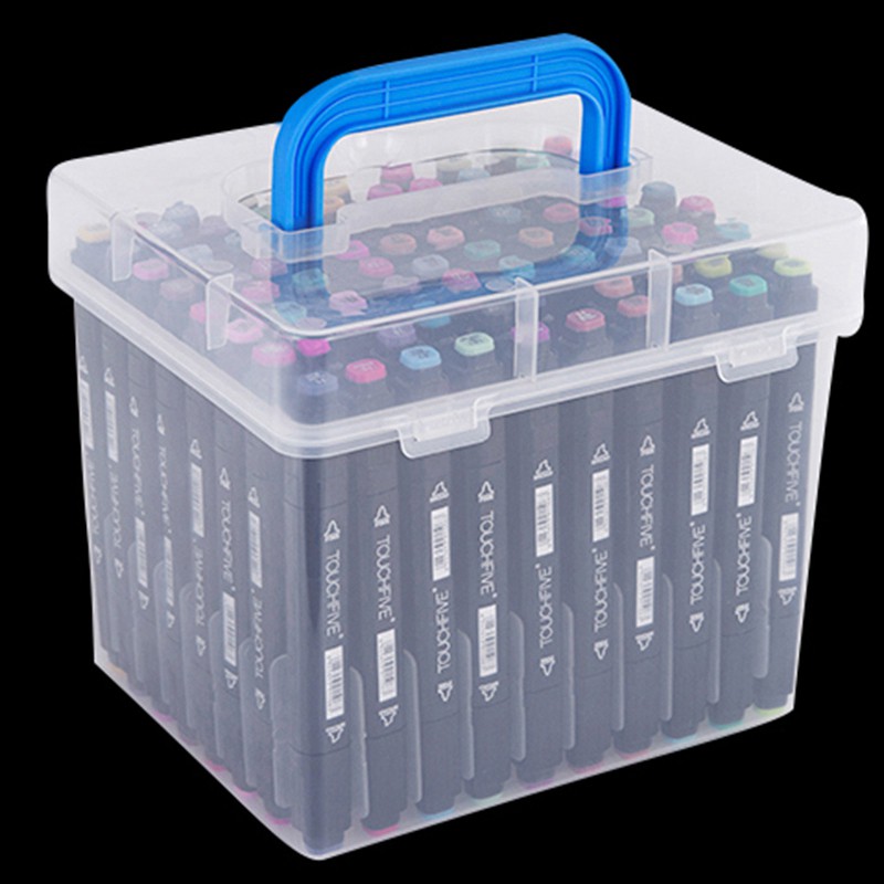 Transparent 80 Slots Portable Waterproof Markers Pens Storage Case