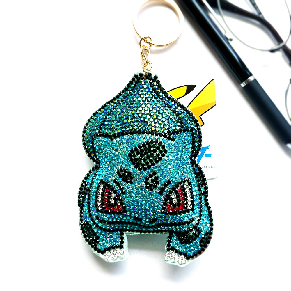 Pokemon Bulbasaur Keychain Rhinestone Pokemon 3D Keychain Bulbasaur
