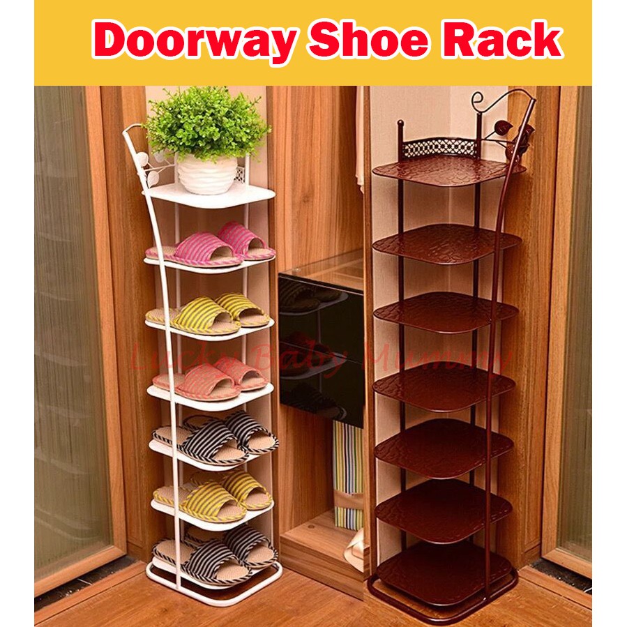 Steel Doorway Shoe Rack Sleek Design 6 7 8 Tier 3colors Space Saving Entrance Storage Shelf Shopee Singapore