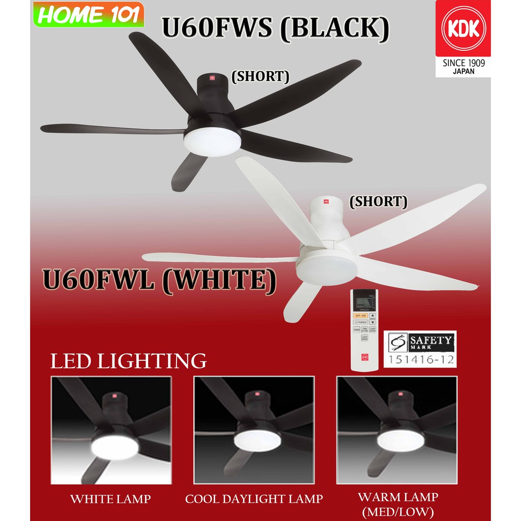 Kdk Dc Motor Ceiling Fan 150cm W Led Light U60fws U60fwl