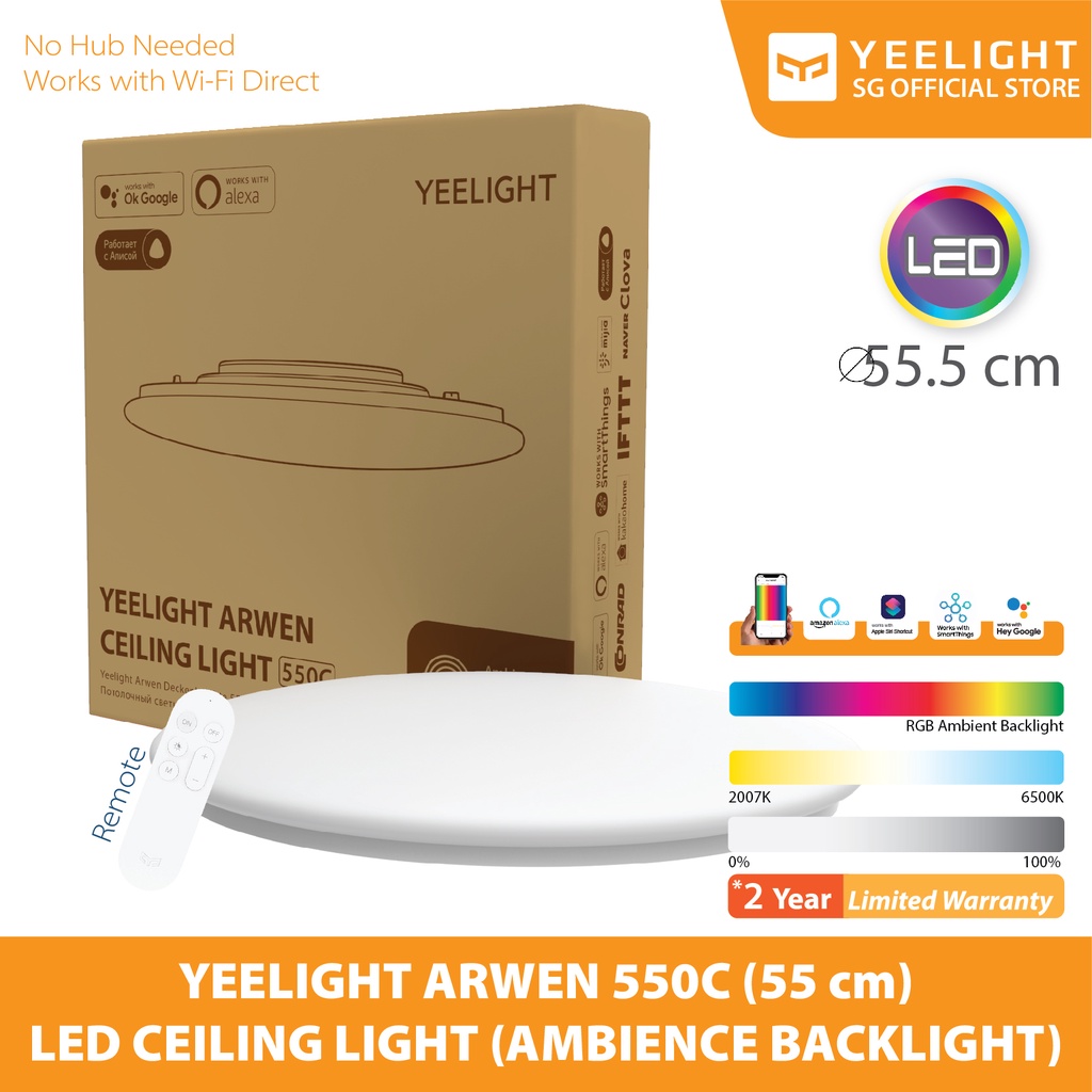 YEELIGHT SMART CEILING LIGHT ARWEN 550C LED CEILING LIGHT (AMBIENCE BACKLIGHT) (55 cm) Shopee