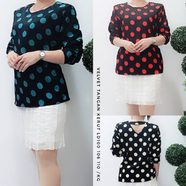 velvet polka dot top