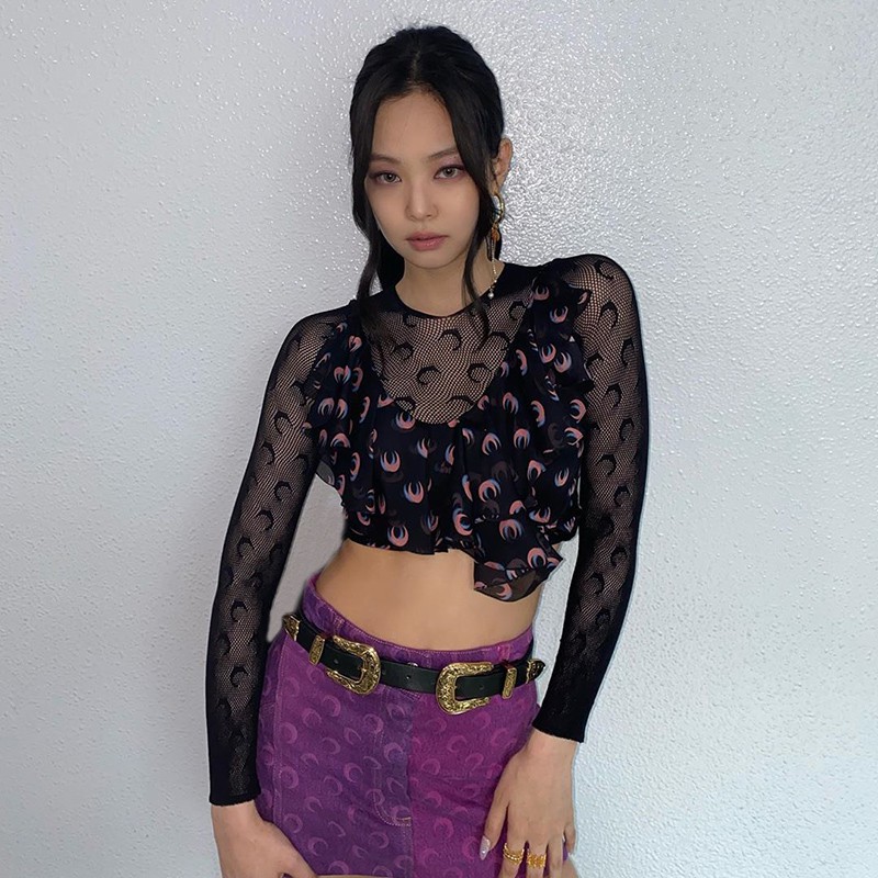 purple fishnet top