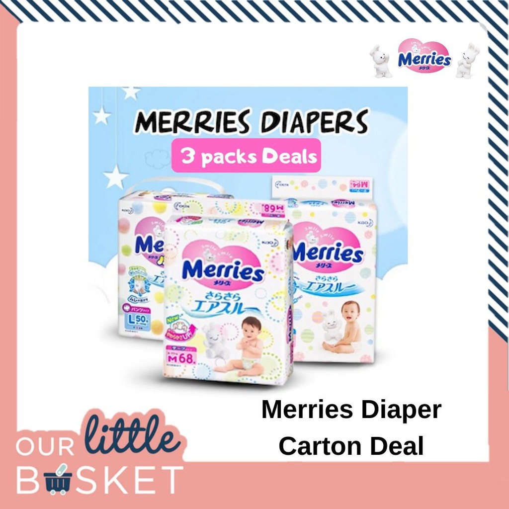 3packs Merries 3x Giant Packs / 3x JUMBO Packs Made In Japan Diapers