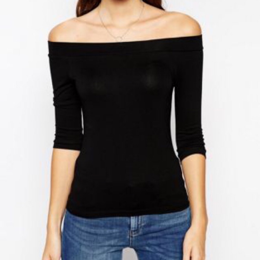 black over the shoulder top