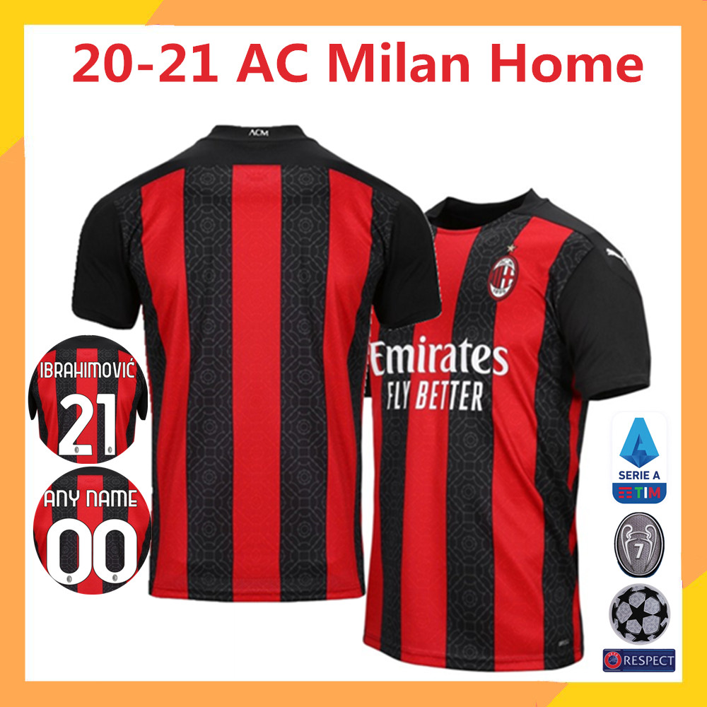 20 21 Ac Milan Home Soccer Jerseys Thailand Edition High Quality Shopee Singapore