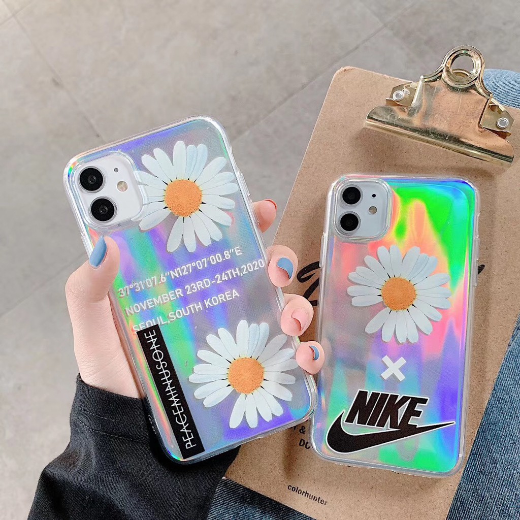 Case Warna Pelangi Mengkilap Gambar Bunga untuk iPhone 7 ...