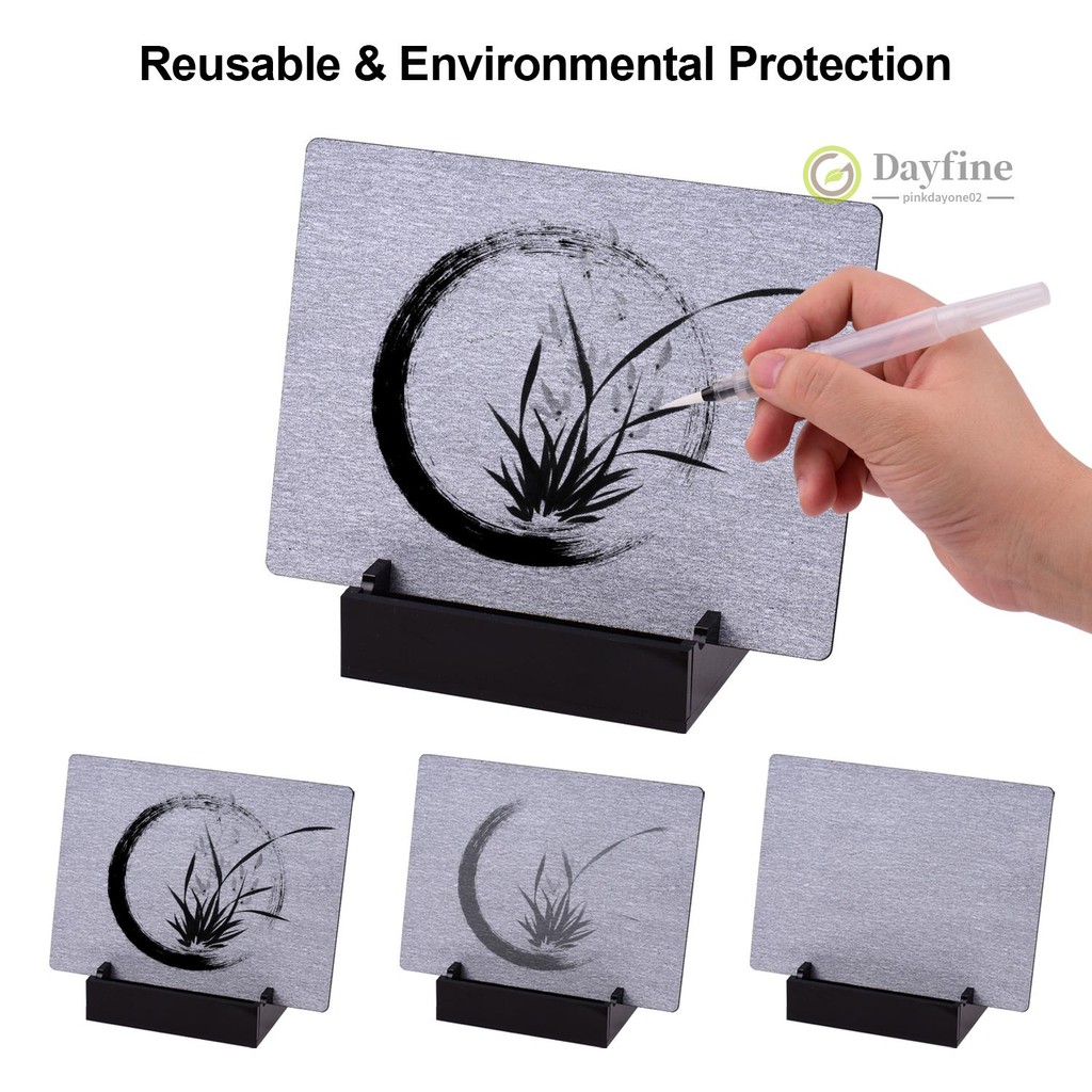 Reusable Buddha Board Artist Board Paint with Water Brush & Stand Release Pressure Relaxation Meditation Art Mindfulness Relaxing Gift for Children Students Teenagers Adults Drawing Painting Writing BAOE 