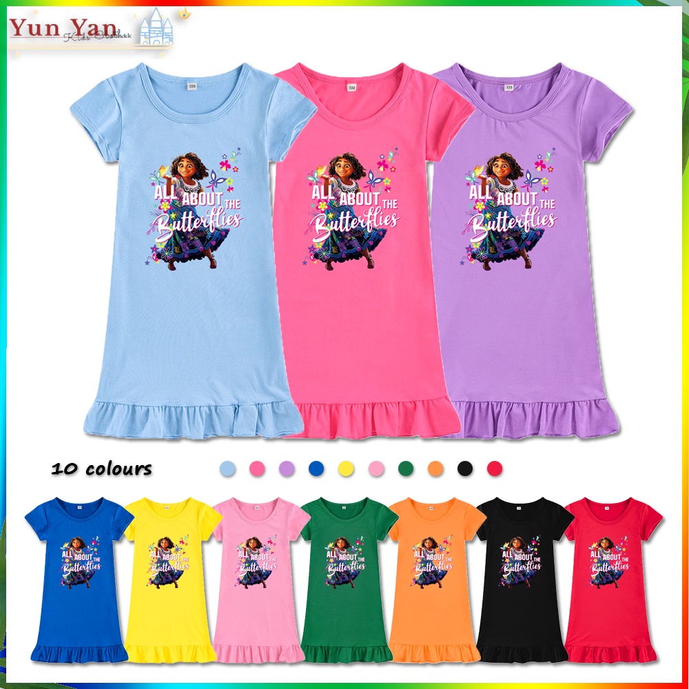 Encanto Disney Hot Cartoon Kids Nightdress Girls Summer Short Sleeve
