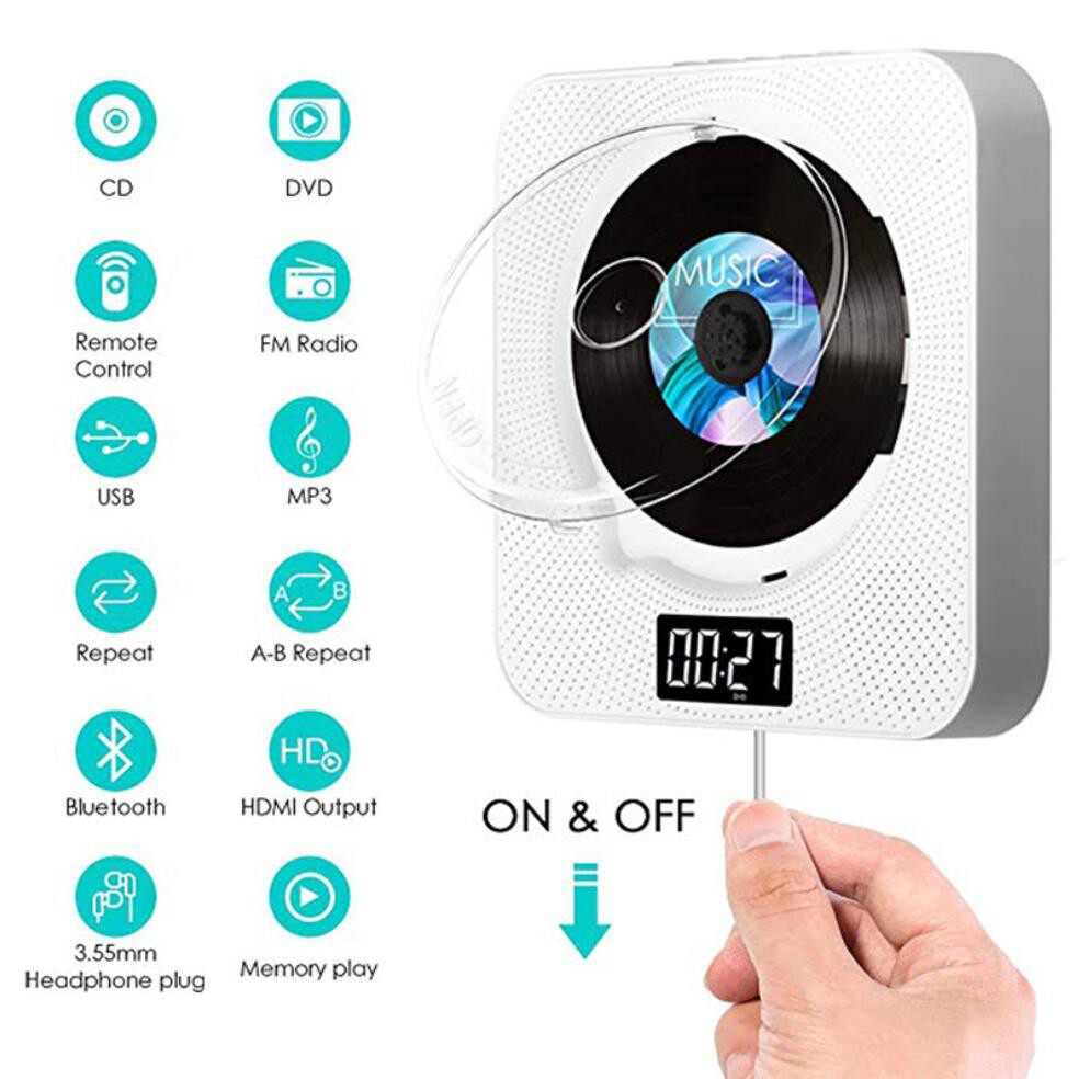 DVD / CD Player Portable Bluetooth WallMounted DVDs Player, Dual Pull