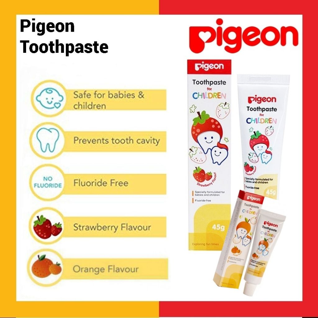 (Bundle of 1/2/3) Pigeon Baby toddler toothpaste Strawberry Orange