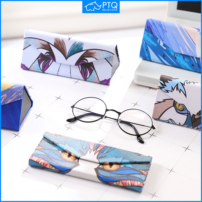 PTQ Glasses Case Portable Folding Triangle Glasses Case Male and Female