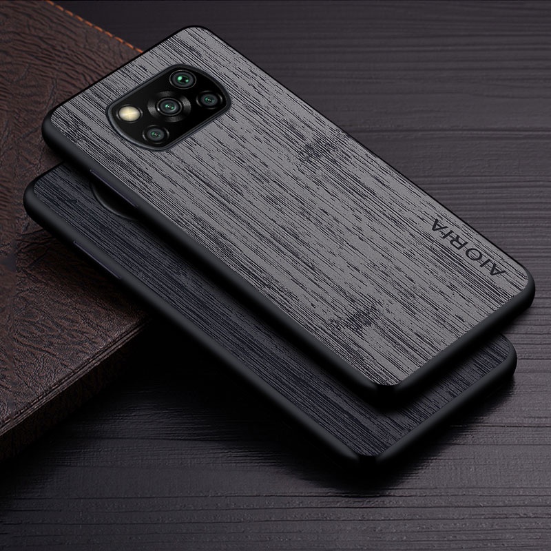 Case for Xiaomi Poco X3 NFC Pro X3 GT funda bamboo wood pattern Leather phone cover Luxury coque for