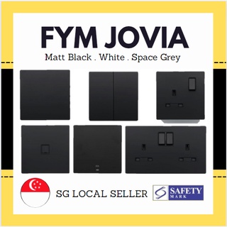 FYM Jovia Matt Black Grey White Frameless Switch Socket 1G 2G 3G 4G 1Way 2Way Single Double Door Bell 20A Heater TML