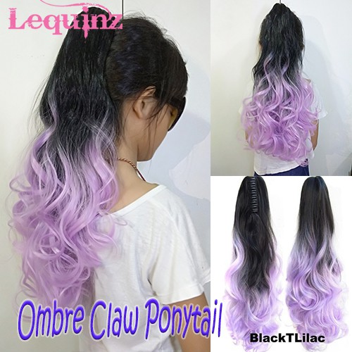 Bouncy Thick Curly Long Claw Ponytail Hair Extensions Ombre Black
