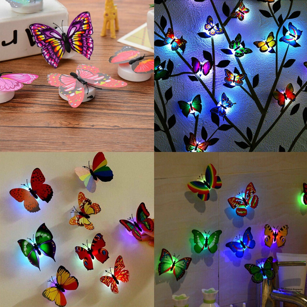 1 Pack Glowing 3D LED Night Light Decoration Night Lamp Beautiful Butterfly  Wall stickers Festival Party Decoration 1Pcs Random Color | Shopee Singapore