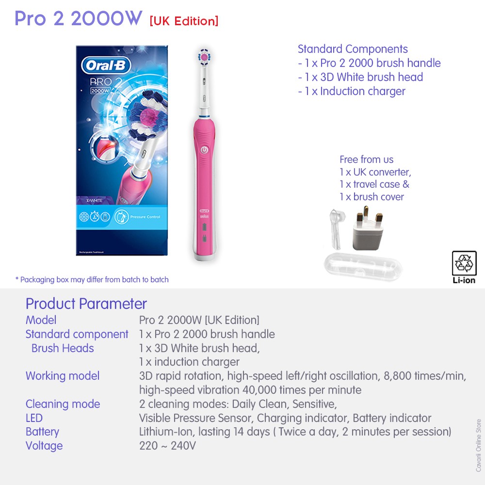 oral b pro 2 2000w 3d white