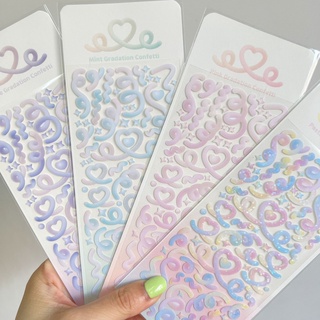 GaLiCiCi Sticker Korean Ins Ribbon Laser Sticker/gradient Love Ribbon Sticker/goo Card DIY Decoration Material