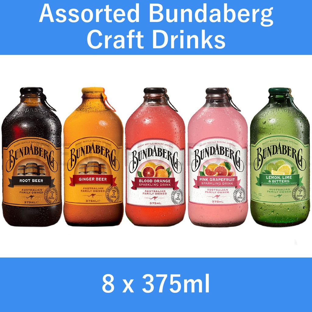 Assorted Bundaberg Craft Drinks Bundle of 8 bottles / 24 bottles