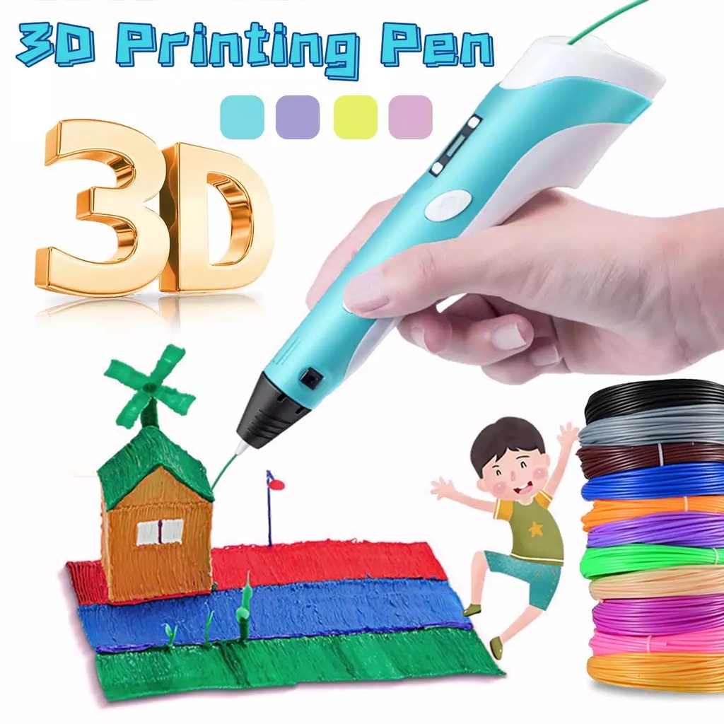 Yellow 3D Pen Intelligent 3D Printing Pen Upgrade 3D Art Printing Printer Pens with LCD Screen Automatic Feeding Include 15 Colors 3D Doodler Pen PLA Filament Refills,DIY Creative Gifts for Kids 