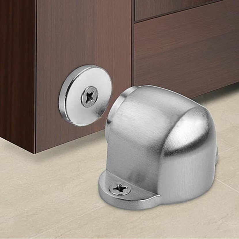 Rubber Anti-Collision Door Stopper Holder Home Hotel Office Accessory Tmtop Zinc Alloy Brushed 