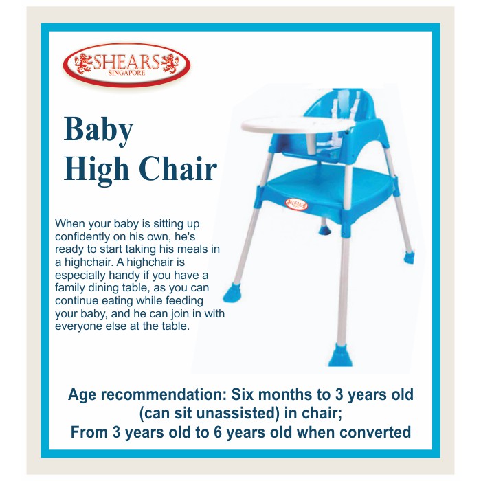 Shears Baby High Chair Blue Shopee Singapore
