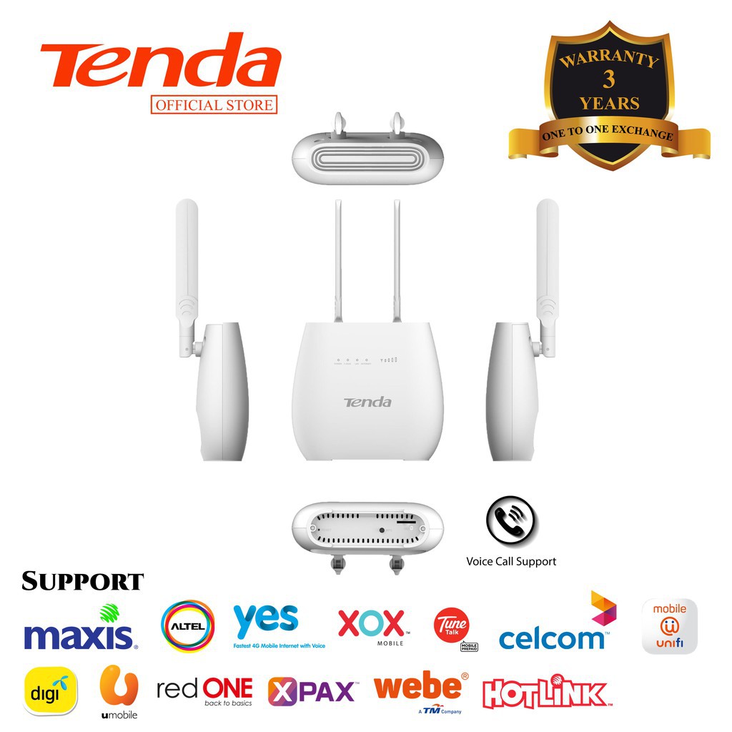 Tenda New 4g680 V2 0 Wireless N300 4g Lte Volte Wifi Router Support Sim Card Voice Call Digi Maxis Celcom Unifi Xox Shopee Singapore