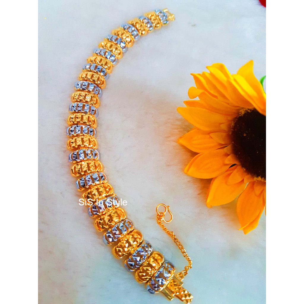 Cop 916 Rantai Tangan Pulut Dakap Lebar 1 3cm Gold Mix Cop 916 Rantai Tangan Pulut Dakap Lebar 1 3cm Gold Mix
